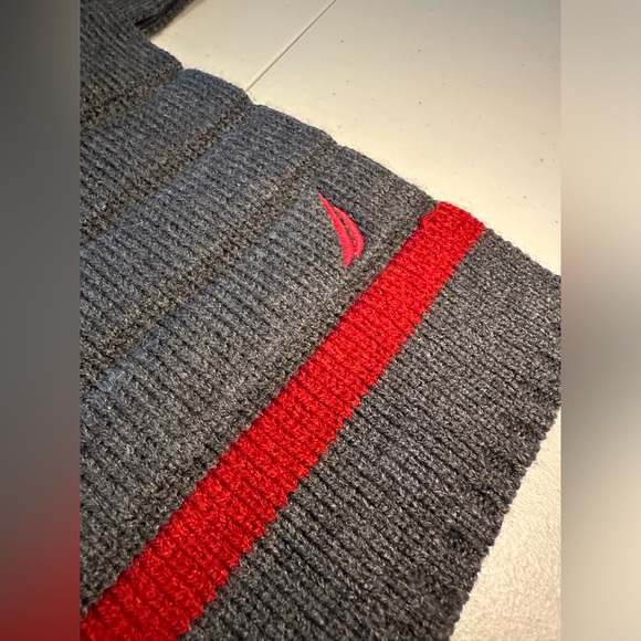 NAUTICA Logo Men's Gray 100% Acrylic Scarf OS - Picture 1 of 6